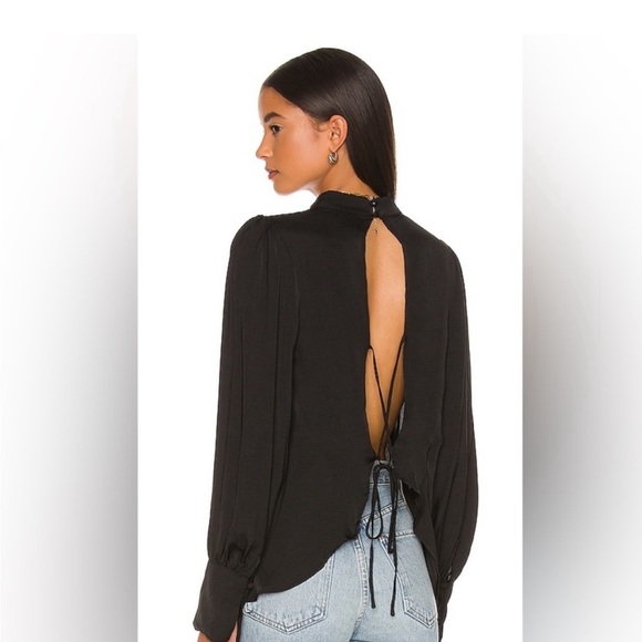 Free People Tops - 🩶 NWT Free People Fiona Backless Blouse in Black. Women’s Large